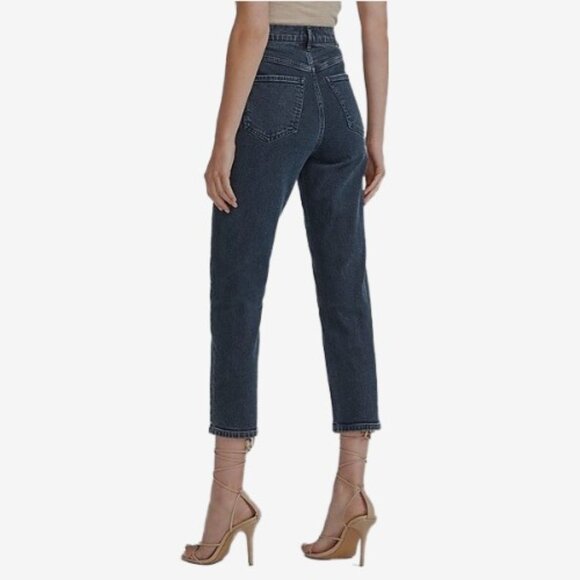 Express Super High Waisted Dark Wash Mom Jeans 00 - Picture 2 of 5